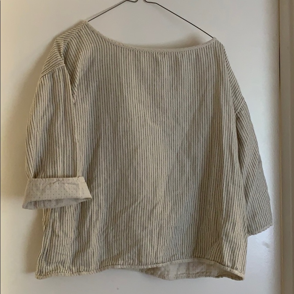 Reversible Eileen Fisher boat neck boxy shirt